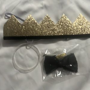 Crown Hat and Bow tie Collar Set for Dog/Cat Birthday Party Supplies (New)